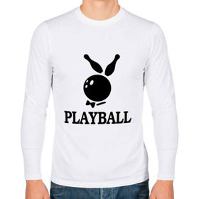 Мужской лонгслив хлопок с принтом Playball в Белгороде, 100% хлопок |  | Тематика изображения на принте: bowling | playball | playboy | боулинг | кегли | плейбой | шар | шары