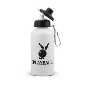 Бутылка спортивная с принтом Playball в Белгороде, металл | емкость — 500 мл, в комплекте две пластиковые крышки и карабин для крепления | bowling | playball | playboy | боулинг | кегли | плейбой | шар | шары