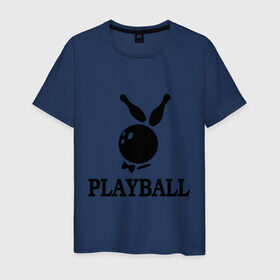 Мужская футболка хлопок с принтом Playball в Белгороде, 100% хлопок | прямой крой, круглый вырез горловины, длина до линии бедер, слегка спущенное плечо. | bowling | playball | playboy | боулинг | кегли | плейбой | шар | шары