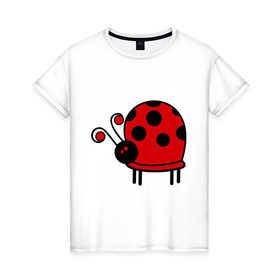 Женская футболка хлопок с принтом Божая коровка в Белгороде, 100% хлопок | прямой крой, круглый вырез горловины, длина до линии бедер, слегка спущенное плечо | божья коровка | животные | жуки | жучок | насекомые