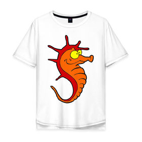 Мужская футболка хлопок Oversize с принтом Морской конь в Белгороде, 100% хлопок | свободный крой, круглый ворот, “спинка” длиннее передней части | Тематика изображения на принте: морские животные | морской конек | морской конь | подводный мир