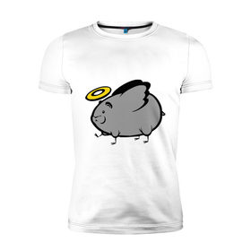 Мужская футболка премиум с принтом Мышь - ангел в Белгороде, 92% хлопок, 8% лайкра | приталенный силуэт, круглый вырез ворота, длина до линии бедра, короткий рукав | ангел | животные | мышка | мышонок | мышь | нимб