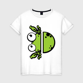 Женская футболка хлопок с принтом Смешная лягушка в Белгороде, 100% хлопок | прямой крой, круглый вырез горловины, длина до линии бедер, слегка спущенное плечо | жвотные | лягушка | смешная лягушка