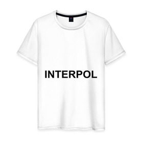 Мужская футболка хлопок с принтом Interpol в Белгороде, 100% хлопок | прямой крой, круглый вырез горловины, длина до линии бедер, слегка спущенное плечо. | interpol | интерпол | спецслужбы