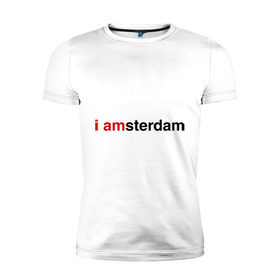Мужская футболка премиум с принтом I amsterdam в Белгороде, 92% хлопок, 8% лайкра | приталенный силуэт, круглый вырез ворота, длина до линии бедра, короткий рукав | amsterdam | амстердам | я амстердам