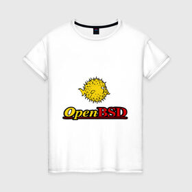 Женская футболка хлопок с принтом Open BSD в Белгороде, 100% хлопок | прямой крой, круглый вырез горловины, длина до линии бедер, слегка спущенное плечо | linux | openbsd | линукс | программа | софт