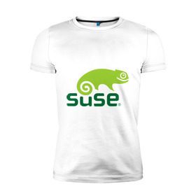 Мужская футболка премиум с принтом Suse в Белгороде, 92% хлопок, 8% лайкра | приталенный силуэт, круглый вырез ворота, длина до линии бедра, короткий рукав | linux | suse | линукс | программа | софт