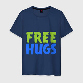 Мужская футболка хлопок с принтом Объятия бесплатно в Белгороде, 100% хлопок | прямой крой, круглый вырез горловины, длина до линии бедер, слегка спущенное плечо. | Тематика изображения на принте: free hugs | обнимать | объятия бесплатно | подарите людям свои теплые дружеские объятияобниматься
