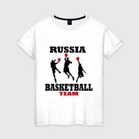 Женская футболка хлопок с принтом Русский баскетбол в Белгороде, 100% хлопок | прямой крой, круглый вырез горловины, длина до линии бедер, слегка спущенное плечо | российский