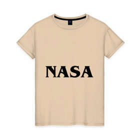 Женская футболка хлопок с принтом Nasa в Белгороде, 100% хлопок | прямой крой, круглый вырез горловины, длина до линии бедер, слегка спущенное плечо | nasa