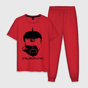 Мужская пижама хлопок с принтом Neuropunk в Белгороде, 100% хлопок | брюки и футболка прямого кроя, без карманов, на брюках мягкая резинка на поясе и по низу штанин
 | music | neuropunk | музыка | музыкальные стили | нейрофанк