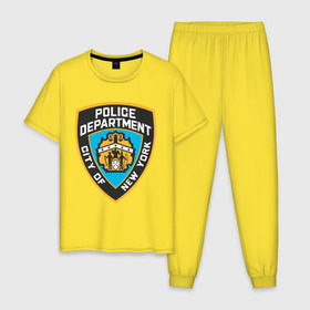 Мужская пижама хлопок с принтом N.Y.P.D. в Белгороде, 100% хлопок | брюки и футболка прямого кроя, без карманов, на брюках мягкая резинка на поясе и по низу штанин
 | new york | nypd | police | police department | нью йорк