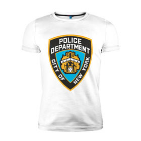 Мужская футболка премиум с принтом N.Y.P.D. в Белгороде, 92% хлопок, 8% лайкра | приталенный силуэт, круглый вырез ворота, длина до линии бедра, короткий рукав | new york | nypd | police | police department | нью йорк