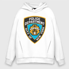 Мужское худи Oversize хлопок с принтом N Y P D в Белгороде, френч-терри — 70% хлопок, 30% полиэстер. Мягкий теплый начес внутри —100% хлопок | боковые карманы, эластичные манжеты и нижняя кромка, капюшон на магнитной кнопке | new york | nypd | police | police department | нью йорк