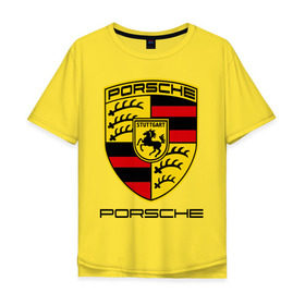 Мужская футболка хлопок Oversize с принтом Porsche (2) в Белгороде, 100% хлопок | свободный крой, круглый ворот, “спинка” длиннее передней части | porsche | авто2012 | логотип порше | порш | порше | поршель | символ порше