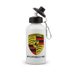 Бутылка спортивная с принтом Porsche (2) в Белгороде, металл | емкость — 500 мл, в комплекте две пластиковые крышки и карабин для крепления | porsche | авто2012 | логотип порше | порш | порше | поршель | символ порше