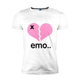 Мужская футболка премиум с принтом Сердце эмо в Белгороде, 92% хлопок, 8% лайкра | приталенный силуэт, круглый вырез ворота, длина до линии бедра, короткий рукав | emo | пловинка сердца | розовое сердце | сердце | сердце эмо | субкультуры | эмо