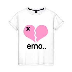 Женская футболка хлопок с принтом Сердце эмо в Белгороде, 100% хлопок | прямой крой, круглый вырез горловины, длина до линии бедер, слегка спущенное плечо | emo | пловинка сердца | розовое сердце | сердце | сердце эмо | субкультуры | эмо