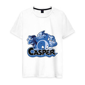 Мужская футболка хлопок с принтом Casper в Белгороде, 100% хлопок | прямой крой, круглый вырез горловины, длина до линии бедер, слегка спущенное плечо. | casper | каспер | мультик | привидение