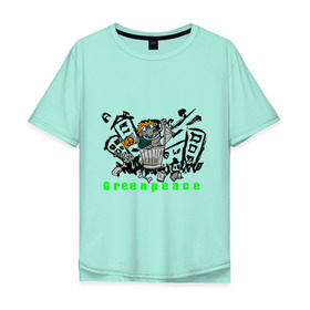 Мужская футболка хлопок Oversize с принтом Greenpeace (2) в Белгороде, 100% хлопок | свободный крой, круглый ворот, “спинка” длиннее передней части | greenpeace | город | гринпис | загрязнение планеты | зеленый мир | мусор | планета замля