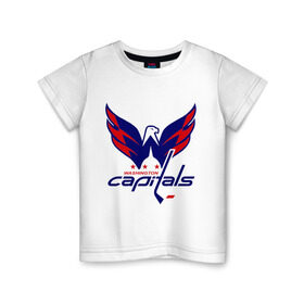 Детская футболка хлопок с принтом Овечкин (Washington Capitals) в Белгороде, 100% хлопок | круглый вырез горловины, полуприлегающий силуэт, длина до линии бедер | национальная хоккейная лига | нхл
