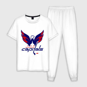 Мужская пижама хлопок с принтом Овечкин (Washington Capitals) в Белгороде, 100% хлопок | брюки и футболка прямого кроя, без карманов, на брюках мягкая резинка на поясе и по низу штанин
 | национальная хоккейная лига | нхл