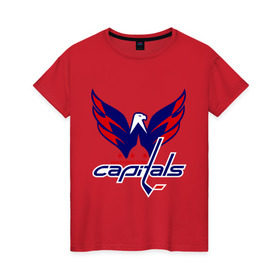 Женская футболка хлопок с принтом Овечкин (Washington Capitals) в Белгороде, 100% хлопок | прямой крой, круглый вырез горловины, длина до линии бедер, слегка спущенное плечо | национальная хоккейная лига | нхл