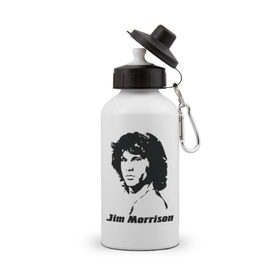 Бутылка спортивная с принтом Jim Morrison в Белгороде, металл | емкость — 500 мл, в комплекте две пластиковые крышки и карабин для крепления | Тематика изображения на принте: morrison | джим морисон | лицо jim morrison | лицо джима морисона | морисон