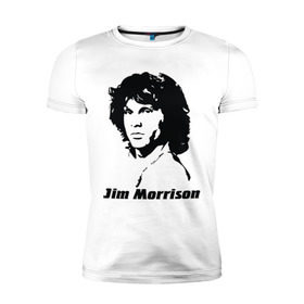 Мужская футболка премиум с принтом Jim Morrison в Белгороде, 92% хлопок, 8% лайкра | приталенный силуэт, круглый вырез ворота, длина до линии бедра, короткий рукав | morrison | джим морисон | лицо jim morrison | лицо джима морисона | морисон