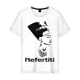 Мужская футболка хлопок с принтом Nefertiti в Белгороде, 100% хлопок | прямой крой, круглый вырез горловины, длина до линии бедер, слегка спущенное плечо. | nefertiti | древний египет | египет | мумия | нефертити | портрет