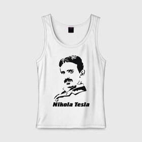 Женская майка хлопок с принтом Nikola Tesla в Белгороде, 95% хлопок, 5% эластан |  | nikola tesla | знаменитая личность | знаменитость | никола тесла | портрет | тесла | ученый | физик