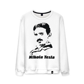 Мужской свитшот хлопок с принтом Nikola Tesla в Белгороде, 100% хлопок |  | nikola tesla | знаменитая личность | знаменитость | никола тесла | портрет | тесла | ученый | физик