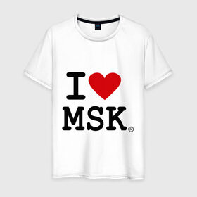 Мужская футболка хлопок с принтом I love MSK (Moscow) в Белгороде, 100% хлопок | прямой крой, круглый вырез горловины, длина до линии бедер, слегка спущенное плечо. | i love | moscow | russia | москва | россия | столица | я люблю москву