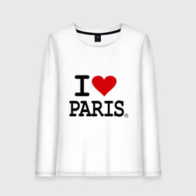 Женский лонгслив хлопок с принтом I love Paris в Белгороде, 100% хлопок |  | i love | i love paris | европа | париж | франция | французский | я люблю париж