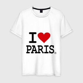 Мужская футболка хлопок с принтом I love Paris в Белгороде, 100% хлопок | прямой крой, круглый вырез горловины, длина до линии бедер, слегка спущенное плечо. | Тематика изображения на принте: i love | i love paris | европа | париж | франция | французский | я люблю париж