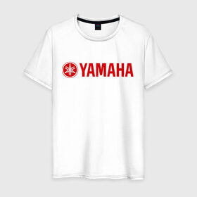 Мужская футболка хлопок с принтом Yamaha в Белгороде, 100% хлопок | прямой крой, круглый вырез горловины, длина до линии бедер, слегка спущенное плечо. | Тематика изображения на принте: yamaha | байк | мотоциклы | моцик | ямаха