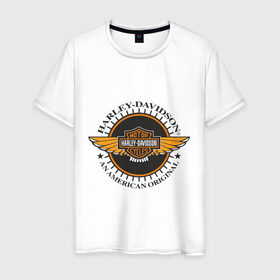 Мужская футболка хлопок с принтом Harley-Davidson (4) в Белгороде, 100% хлопок | прямой крой, круглый вырез горловины, длина до линии бедер, слегка спущенное плечо. | дэвидсон | харлей | харли