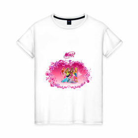 Женская футболка хлопок с принтом Winx club new в Белгороде, 100% хлопок | прямой крой, круглый вырез горловины, длина до линии бедер, слегка спущенное плечо | winx | винкс