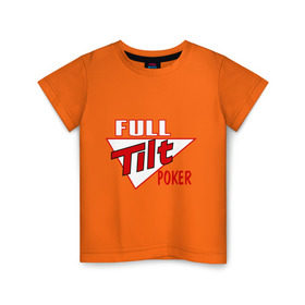 Детская футболка хлопок с принтом Full Tilt Poker в Белгороде, 100% хлопок | круглый вырез горловины, полуприлегающий силуэт, длина до линии бедер | Тематика изображения на принте: full | poker | tilt | карточные игры | карты | покер