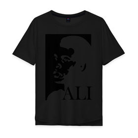 Мужская футболка хлопок Oversize с принтом Мухамед Али в Белгороде, 100% хлопок | свободный крой, круглый ворот, “спинка” длиннее передней части | мухаммад | мухаммед