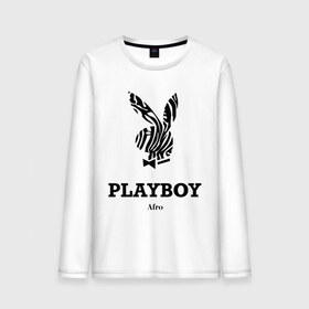 Мужской лонгслив хлопок с принтом Afro PlayBoy в Белгороде, 100% хлопок |  | Тематика изображения на принте: boy | play | playboy | бой | зайчик | заяц | плей | плейбой | плэйбой