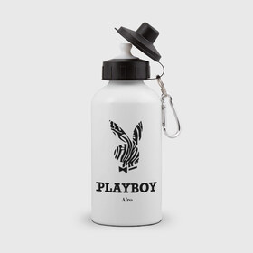 Бутылка спортивная с принтом Afro PlayBoy в Белгороде, металл | емкость — 500 мл, в комплекте две пластиковые крышки и карабин для крепления | boy | play | playboy | бой | зайчик | заяц | плей | плейбой | плэйбой