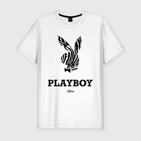 Мужская футболка премиум с принтом Afro PlayBoy в Белгороде, 92% хлопок, 8% лайкра | приталенный силуэт, круглый вырез ворота, длина до линии бедра, короткий рукав | boy | play | playboy | бой | зайчик | заяц | плей | плейбой | плэйбой