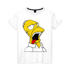 Женская футболка хлопок с принтом Gomer Simpson (2) в Белгороде, 100% хлопок | прямой крой, круглый вырез горловины, длина до линии бедер, слегка спущенное плечо | гомер
