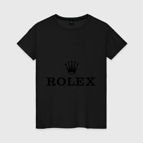 Женская футболка хлопок с принтом Rolex в Белгороде, 100% хлопок | прямой крой, круглый вырез горловины, длина до линии бедер, слегка спущенное плечо | rolex | бренд | гламурный | дорогой | корона | крутой | марка | пафосный | ролекс | часы