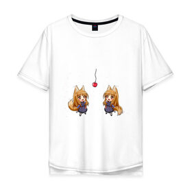 Мужская футболка хлопок Oversize с принтом Spice&Wolf в Белгороде, 100% хлопок | свободный крой, круглый ворот, “спинка” длиннее передней части | anime | аниме | анимэ