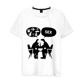 Мужская футболка хлопок с принтом Мысли о сексе в Белгороде, 100% хлопок | прямой крой, круглый вырез горловины, длина до линии бедер, слегка спущенное плечо. | мысли