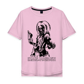 Мужская футболка хлопок Oversize с принтом Iron Maden с демоном в Белгороде, 100% хлопок | свободный крой, круглый ворот, “спинка” длиннее передней части | iron maden | rock | демон | панк | рок | эмблема iron maden