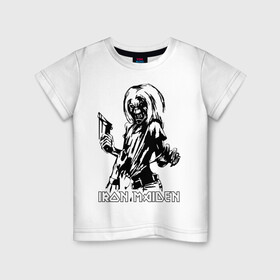 Детская футболка хлопок с принтом Iron Maden с демоном в Белгороде, 100% хлопок | круглый вырез горловины, полуприлегающий силуэт, длина до линии бедер | iron maden | rock | демон | панк | рок | эмблема iron maden