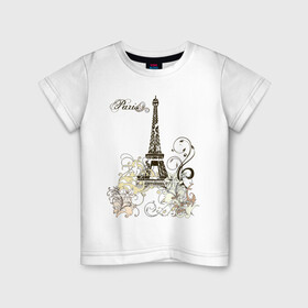 Детская футболка хлопок с принтом Paris (2) в Белгороде, 100% хлопок | круглый вырез горловины, полуприлегающий силуэт, длина до линии бедер | башня | париж | парижане | франция | французский | французы | эйфелева